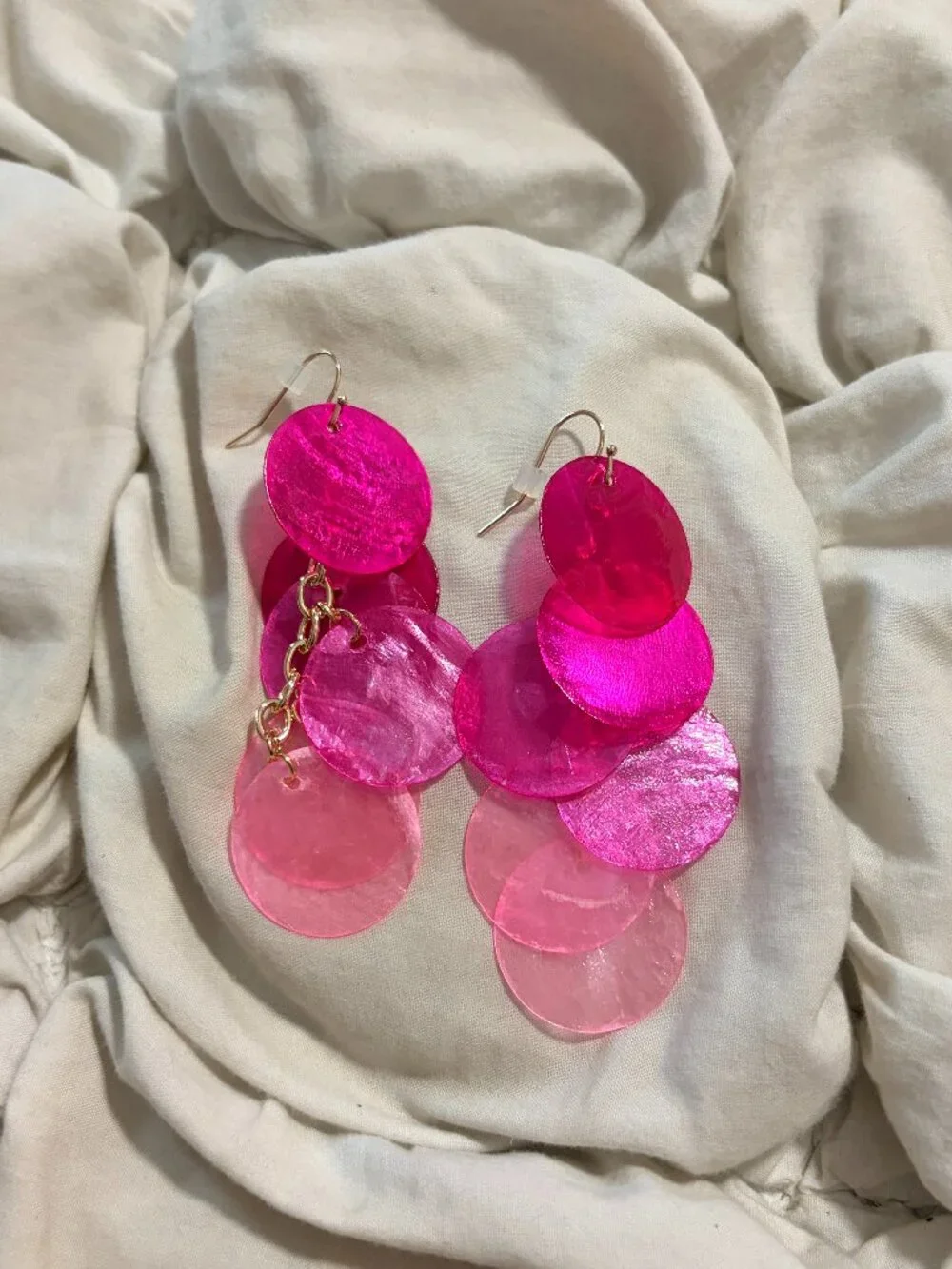 Free People Pink Sequin Disc Statement Earrings